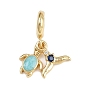 Латунные подвески с синими кубическими цирконами в европейском стиле, подвески с большим отверстием в виде хвоста кита из небесно-голубой эмали