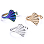 201 Stainless Steel Gingko Leaf Open Cuff Ring for Women