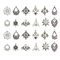 24Pcs 12 Style Tibetan Style Chandelier Component Links, Teardrop/Flower/Rhombus