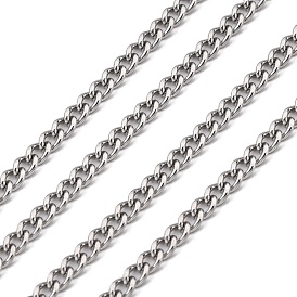 304 Stainless Steel Curb Chains, with Spool, Unwelded Twisted Chains, 4x3x0.8mm, about 164.04 Feet(50m)/roll