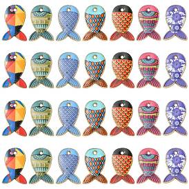 35шт 7 стили подвески из сплава с гальванопокрытием, напечатанный, без свинца, без кадмии и без никеля, очарование рыбы, золотой свет