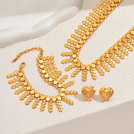 Роскошные наборы браслетов, сережек и ожерелий в форме железного сердца для женщин