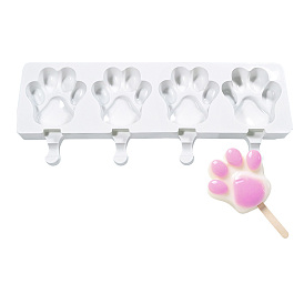 Donut/Paw Print Shape Food Grade DIY Silicone Ice Cream Molds, Ice Pop Maker, 4 Cavities<P>Temperature Limit: This mold permitted useful temperature range is between -40℃ to 230℃.