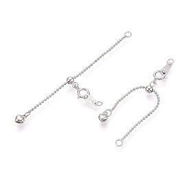 925 удлинители цепочек из стерлингового серебра, сердце, с застежками в виде когтей лобстера и подвесками