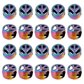 Nbeads Rainbow Color Alloy European Beads, Large Hole Beads, Cadmium Free & Nickel Free & Lead Free, Peace Sign