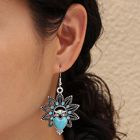 Blue Geometric Petal Earrings for Women - Vintage European Style Jewelry