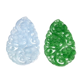 Подвески из натурального кварца с резьбой, слезинки, окрашенные