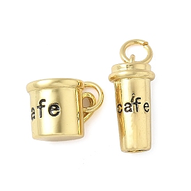 Латунь прелести, чашка со словом кафе, с целью перехода в кольце, без свинца и без кадмия, долговечный, стойки покрытие