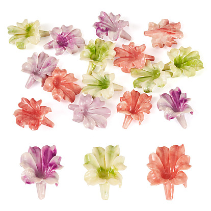 15шт. 3 цвета синтетические коралловые окрашенные резные бусины, цветок