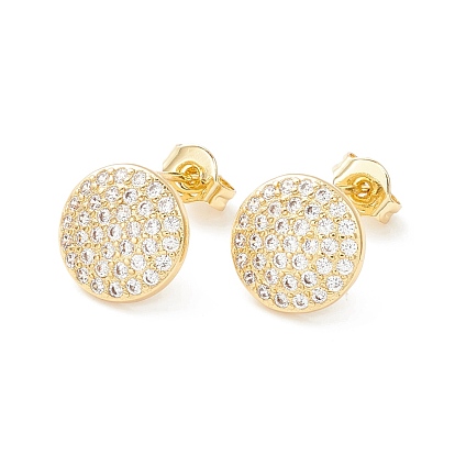 Прозрачные круглые серьги-гвоздики с кубическим цирконием, украшения из латуни для женщин, без кадмия, без никеля и без свинца