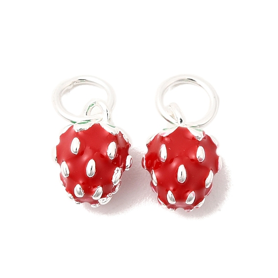 925 Подвески из стерлингового серебра с эмалью в виде красной клубники