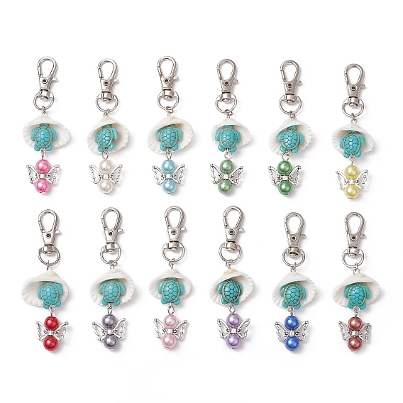 Подвеска в виде ангела из акрила, синтетической бирюзы и ракушек, Поворотные застежки-когти-омары для украшения сумок