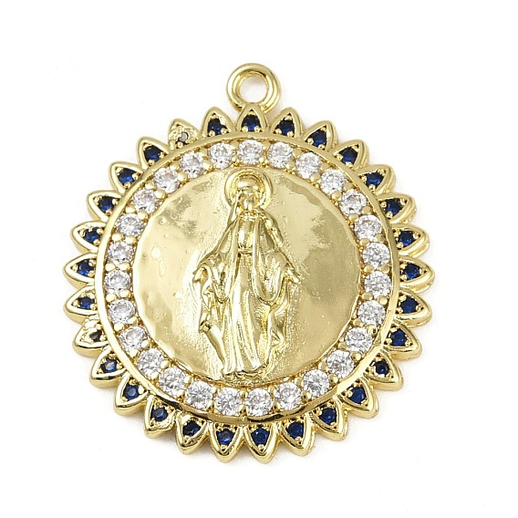 Латунные микро проложить кубического циркония подвески, круглая с дамой чудесной медали, долговечный, без кадмия и без свинца, стойки покрытие