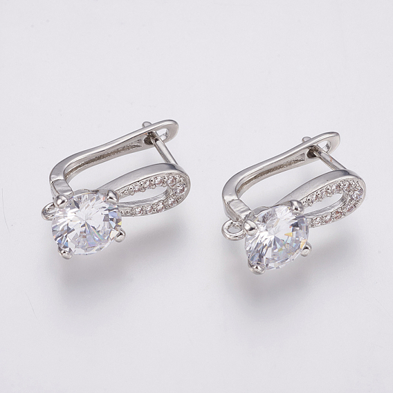 Brass Micro Pave Cubic Zirconia Hoop Earrings Findings