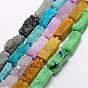 Natural & Dyed Druzy Agate Beads Strands, Rectangle