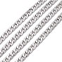 304 Stainless Steel Curb Chains, Unwelded, Faceted, 9mm