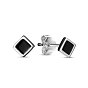 TINYSAND@ Rhombus 925 Sterling Silver Black Enamel Stud Earrings, 3.7mm, Pin: 0.8mm