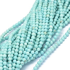 Brins de perles de magnésite naturelle, teints et chauffée, ronde