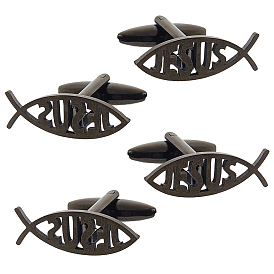 2 пары запонок из нержавеющей стали, рыба