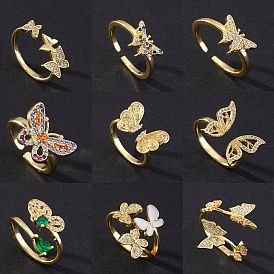 Open butterfly ring jewelry style double zircon butterfly ring ring ring for women niche high-end sense