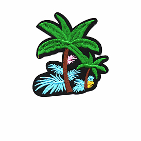 Пляжная тема, кокосовая пальма, компьютерная вышивка, ткань, утюг на заплатках, наклеить патч, аксессуары для костюма, аппликация