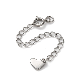 304 удлинитель цепи из нержавеющей стали, сердце, с пружинными застежками и подвесками