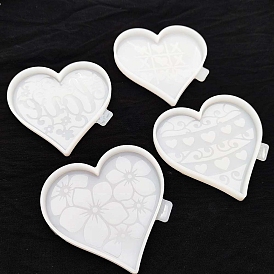 Heart Cup Mat Silicone Molds, Resin Casting Coaster Molds, For UV Resin, Epoxy Resin Craft Making