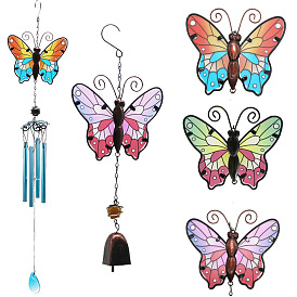 Butterfly metal wind chime iron art glass painted crafts hanging KKA creative home pendant