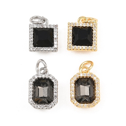 Латунные микро проложить кубического циркония подвески, прямоугольные/квадратные подвески, со стеклом, с целью перехода в кольце