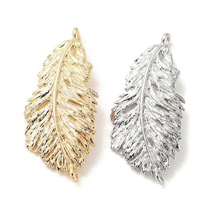 Rack Plating Brass Links Connector Charms, Feather