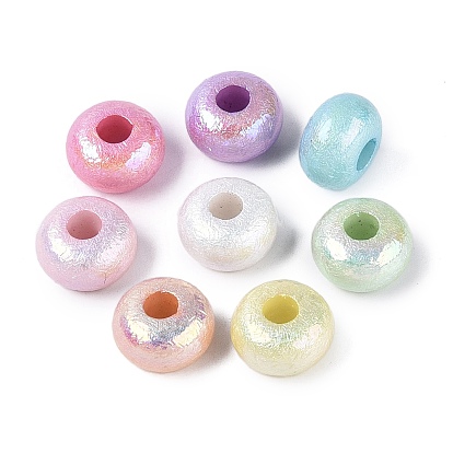 УФ-покрытие непрозрачные акриловые европейские бусины, рондель, , радужный, большое отверстие шарик