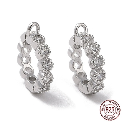 925 Sterling Silver Micro Pave Cubic Zirconia Twister Clasps, Ring