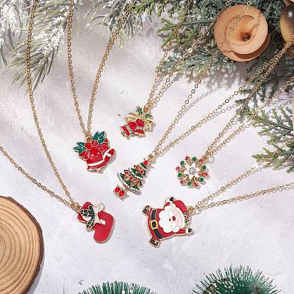 3 шт 3 стили рождественские сплав эмалированные подвески ожерелья для женщин, золотые
