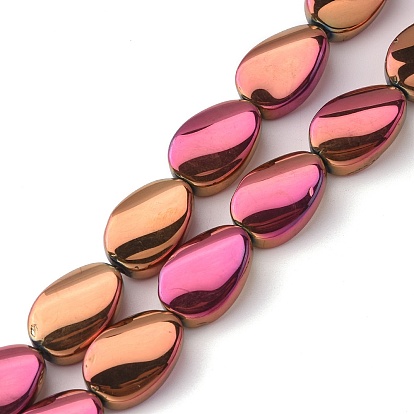 Electroplate Glass Bead Strands, Metallic Plated, Teardrop