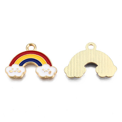 Alloy Pendants, with Enamel, Rainbow, Light Gold