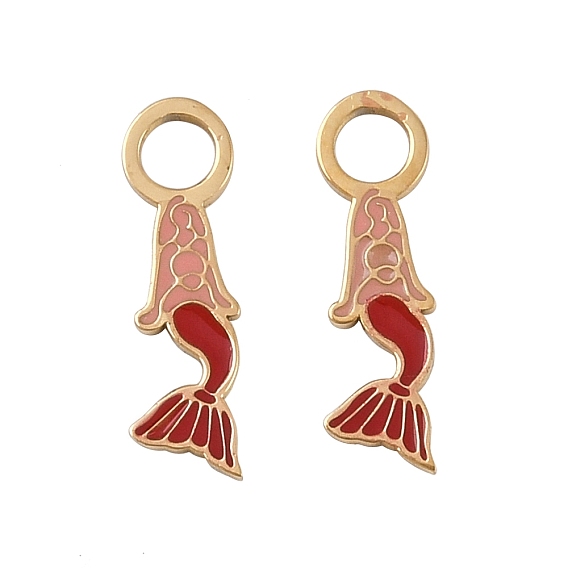 304 нержавеющей стальной эмали подвески, русалка прелести, ионное покрытие (ip), реальный 18 k позолоченный