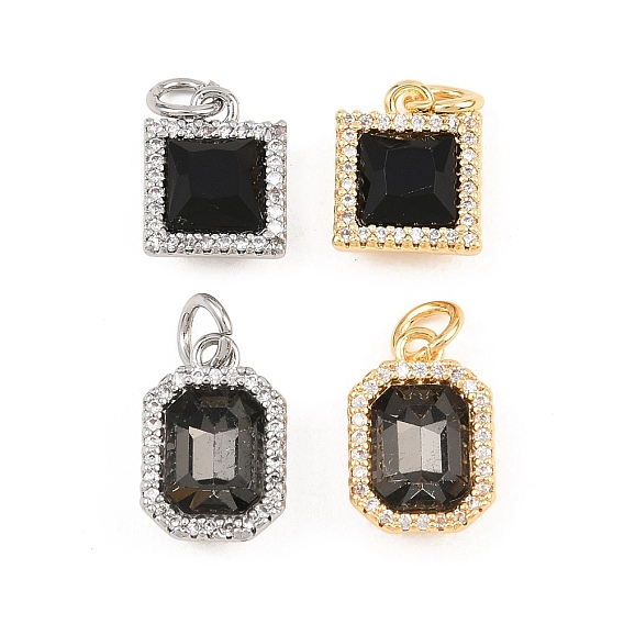 Латунные микро проложить кубического циркония подвески, прямоугольные/квадратные подвески, со стеклом, с целью перехода в кольце