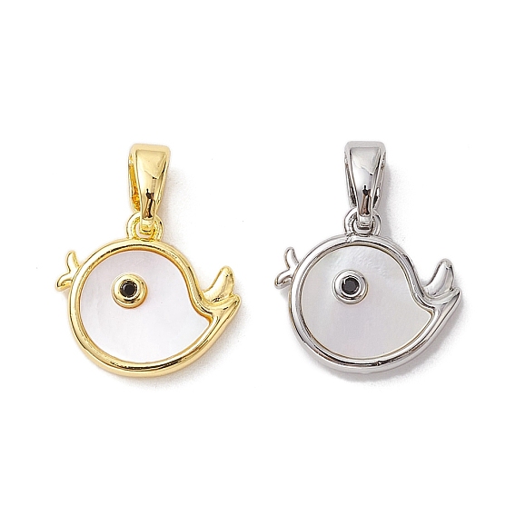 Подвески в виде ракушек из латуни с покрытием из латуни и черными циркониями