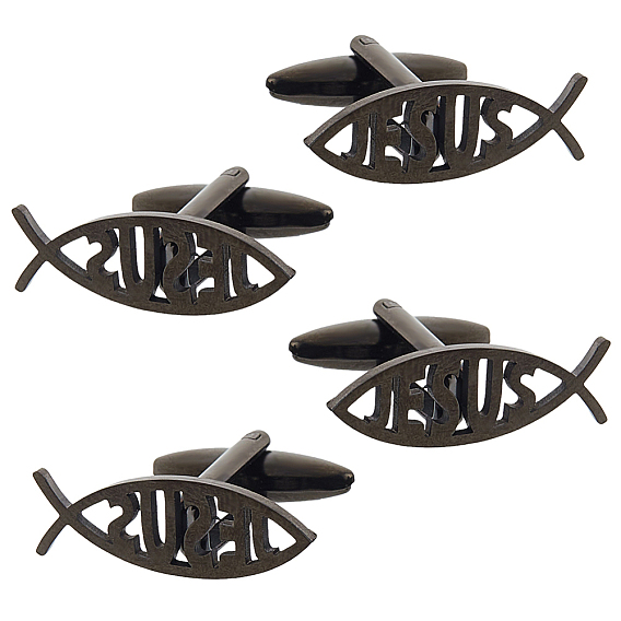 2 пары запонок из нержавеющей стали, рыба