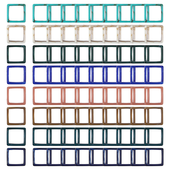 80шт 8 цвета акриловые бусины рамка, Стиль имитация драгоценных камней, ромб