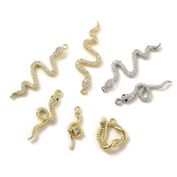 Латунные микропаве прозрачные подвески с фианитом, без кадмия, без никеля и без свинца, змеиные чары