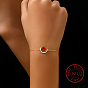 Moon & Arrow & Heart Sterling Silver Link Bracelets, with Red Cubic Zirconia