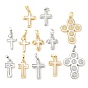 Подвески из латуни с натуральными белыми ракушками, религия крест прелести, долговечный, без свинца и без кадмия, стойки покрытие