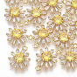 Латунные микро проложить кубического циркония подвески, реальный 18 k позолоченный, хризантема