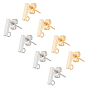 304 Stainless Steel Stud Earring Findings, with Ear Nuts, Rectangle