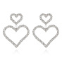 Fashionable Heart-shaped Diamond Earrings - Chain Heart Pendant E675.