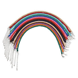 14 шт. 14 цвета полиэстеровый витой шнур для изготовления ожерелий, с латунной фурнитурой , платина