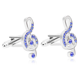 Musical Theme Alloy Cufflinks, for Apparel Accessories, with Rhinestone