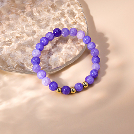 Браслеты из натуральных аметистов с круглыми бусинами для женщин