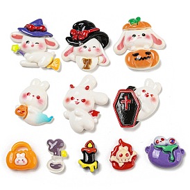 Rabbit/Ghost/Pumpkin/Hat/Star/Bottle/Skull/Candle Halloween Theme Opaque Resin Decoden Cabochons